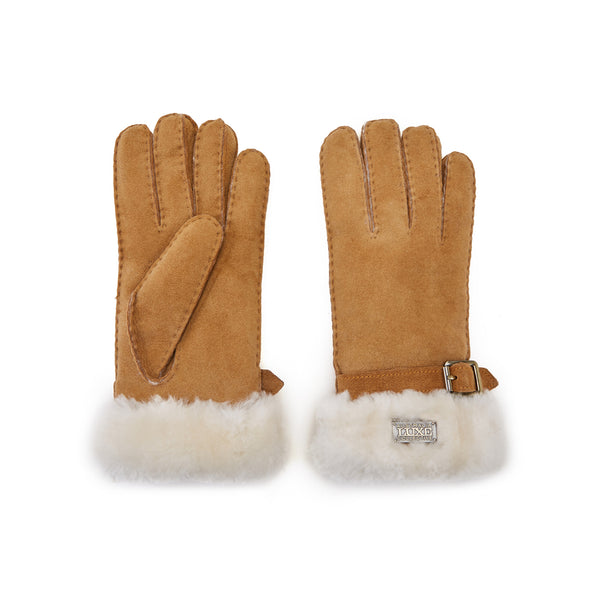 CUFF GLOVES SUEDE CHESTNUT - australialuxecoeu