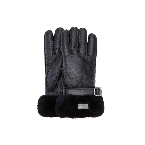 CUFF GLOVES LEATHER BLACK - australialuxecoeu