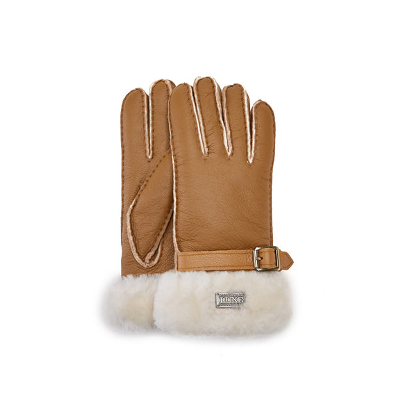 CUFF GLOVES LEATHER CHESTNUT - australialuxecoeu