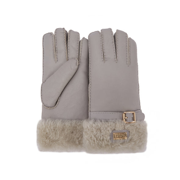 CUFF GLOVES LEATHER ICE GRAY - australialuxecoeu