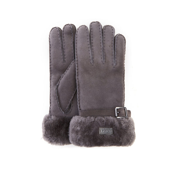 CUFF GLOVES SUEDE GRAY - australialuxecoeu