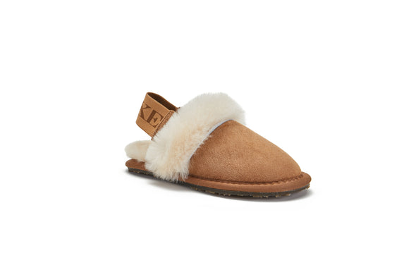 KIDS SLINGBACK MULE CHESTNUT (ELASTIC) - australialuxecoeu