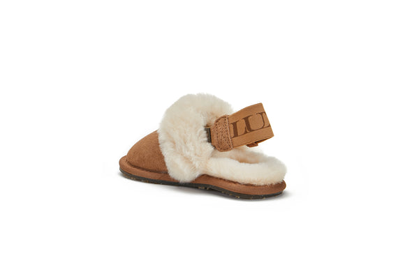 KIDS SLINGBACK MULE CHESTNUT (ELASTIC) - australialuxecoeu