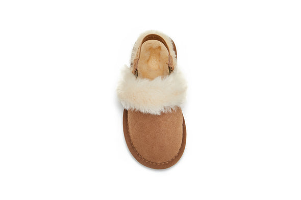 KIDS SLINGBACK MULE CHESTNUT (ELASTIC) - australialuxecoeu